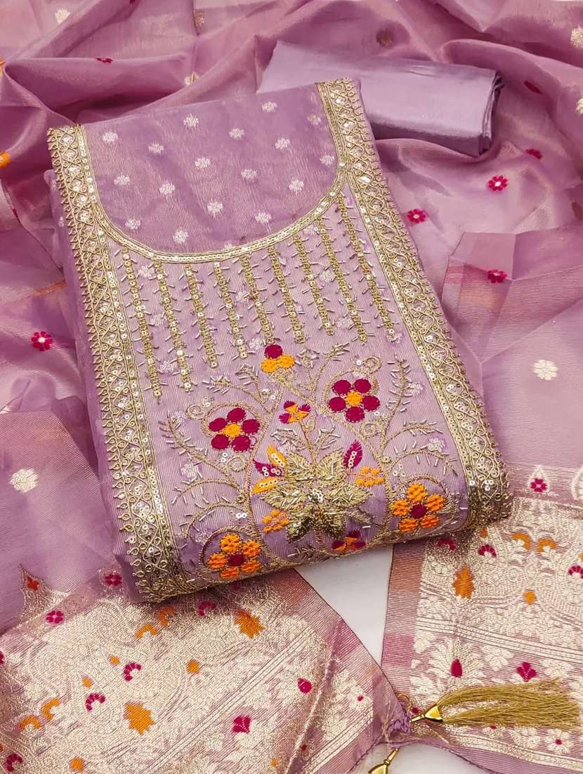 women self design embroidered unstitched suit set - 22187242 -  Standard Image - 1