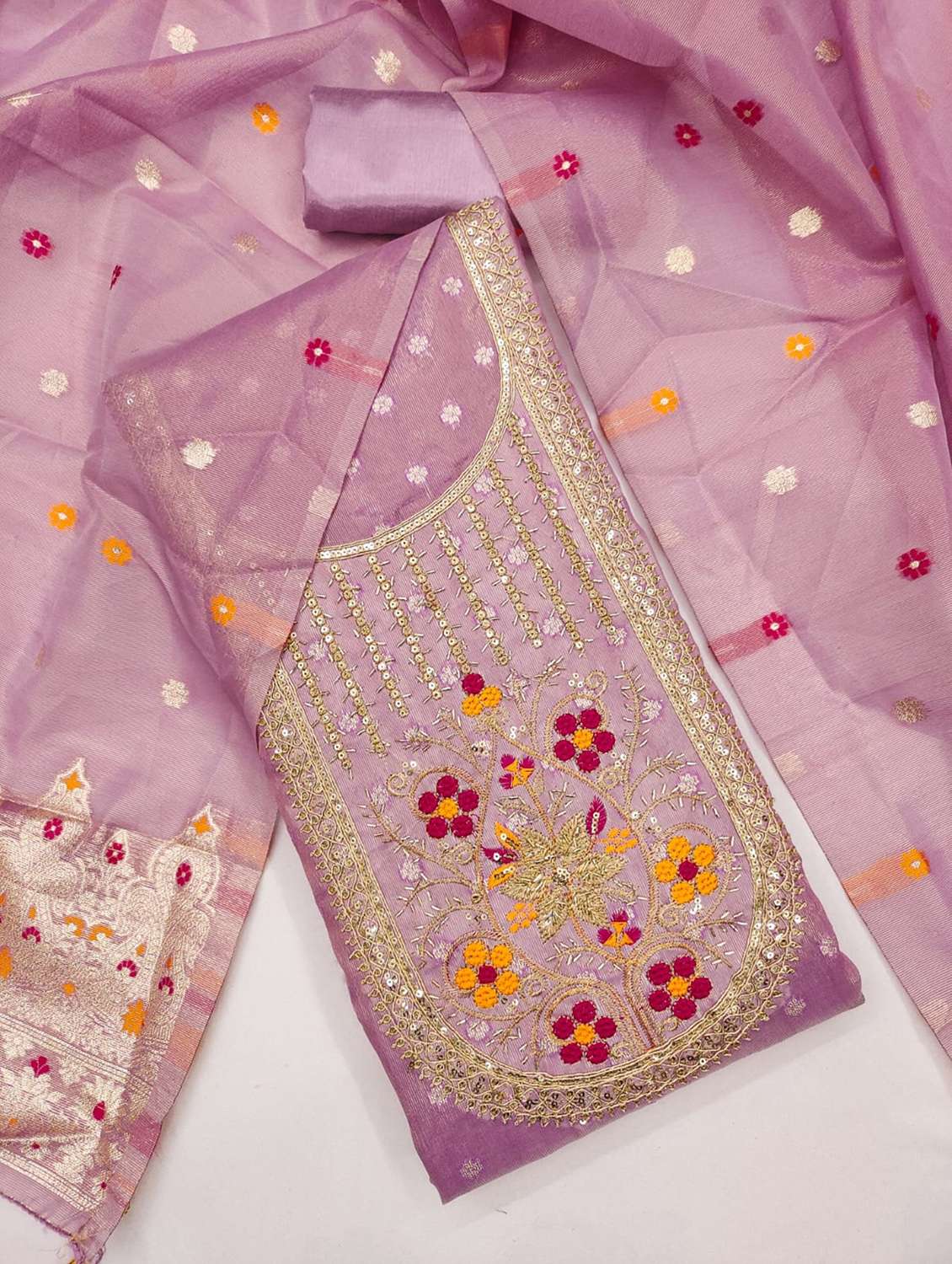 women self design embroidered unstitched suit set - 22187242 -  Standard Image - 4