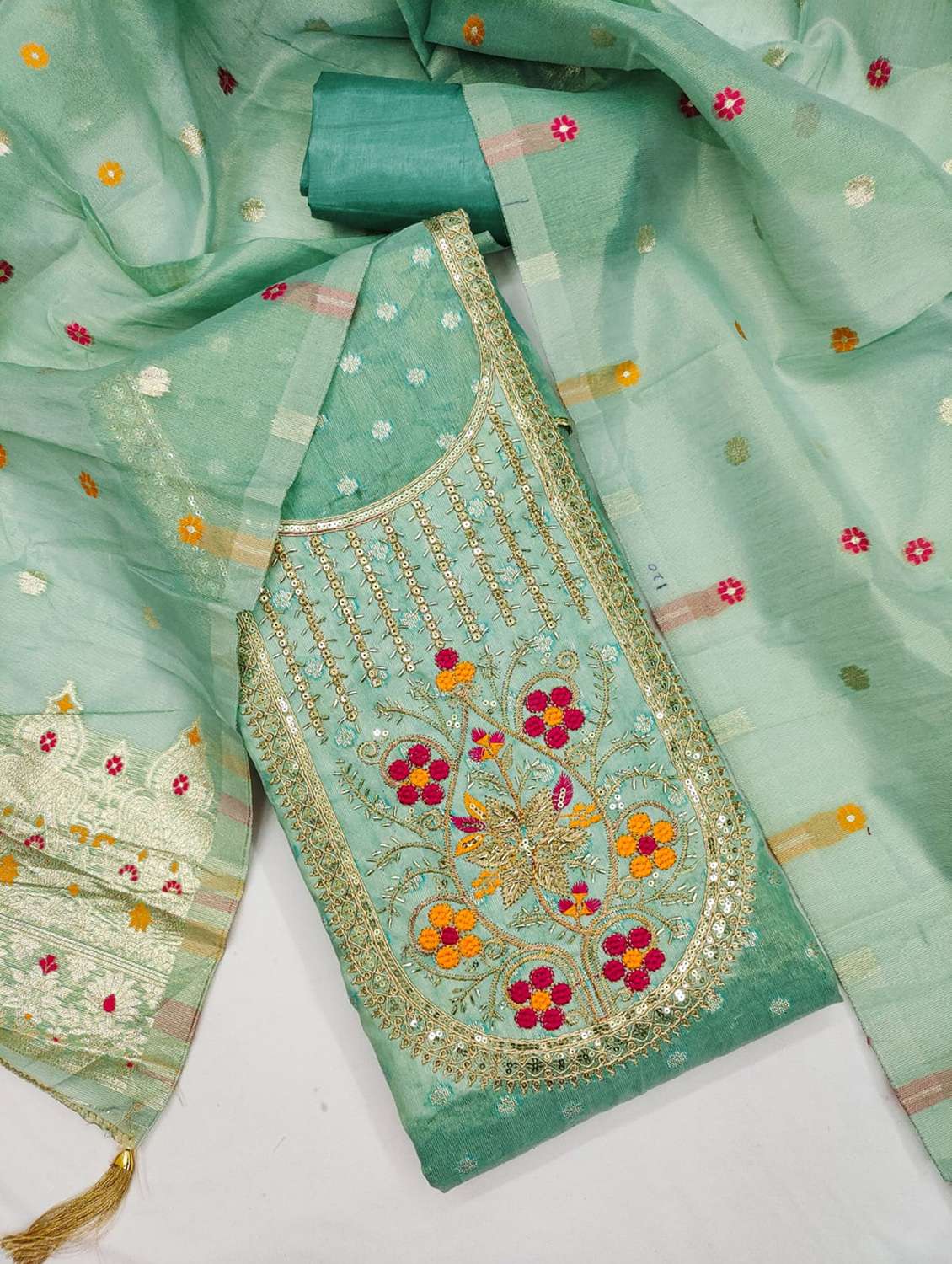 women self design embroidered unstitched suit set - 22187243 -  Standard Image - 1