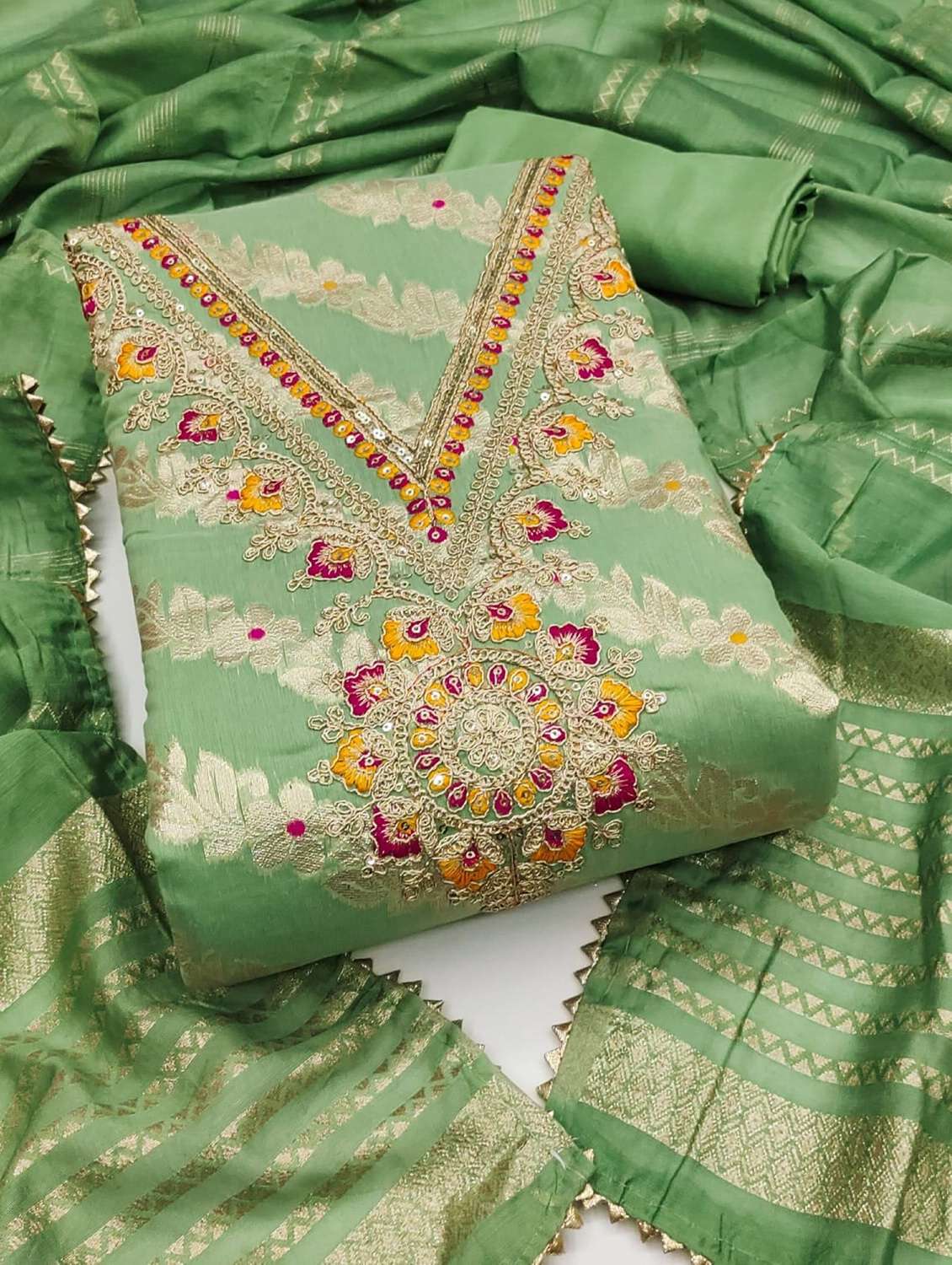 women self design embroidered unstitched suit set - 22187255 -  Standard Image - 1