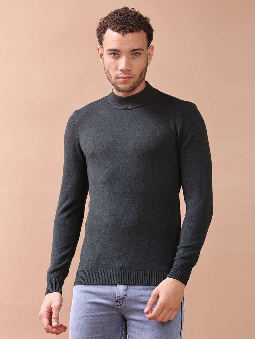 men solid long sleeve slim fit pullover - 22187257 -  Standard Image - 1