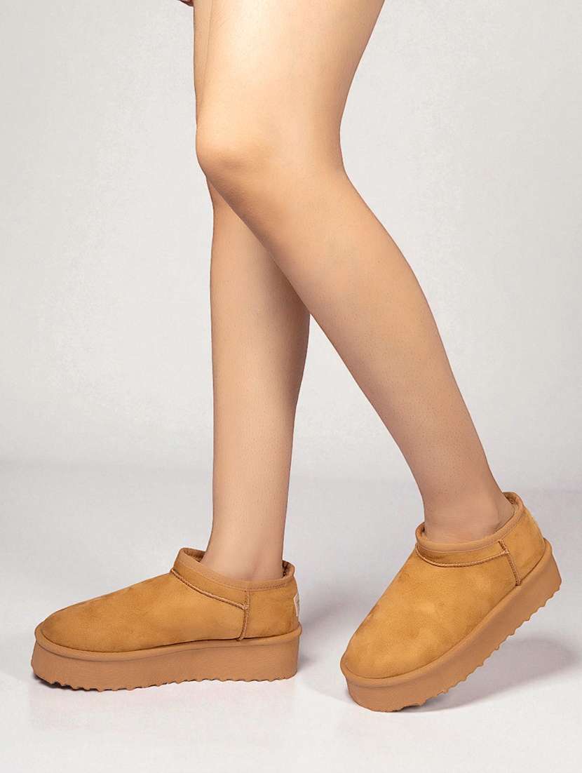 women solid slip on ankle boots