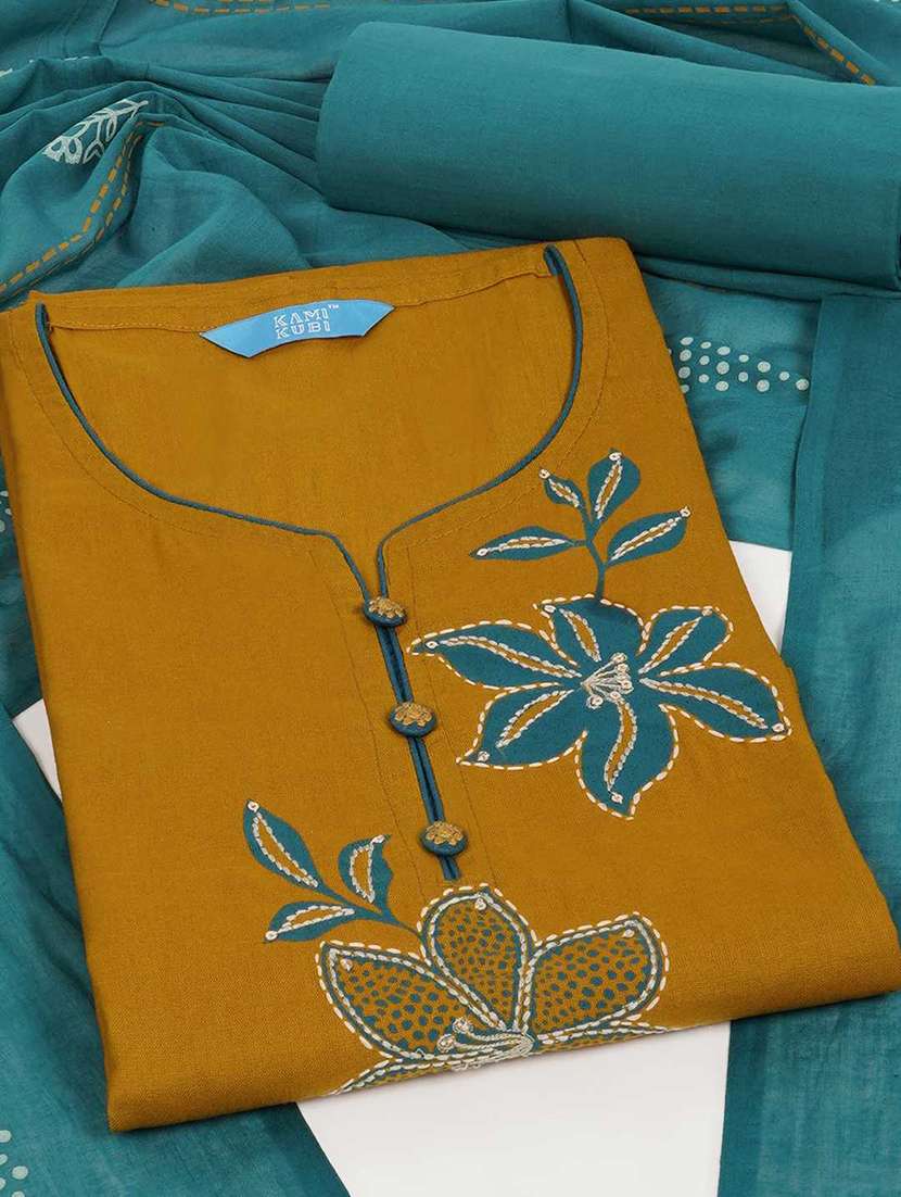 women solid with work embroidered unstitched suit set - 22187268 -  Standard Image - 1