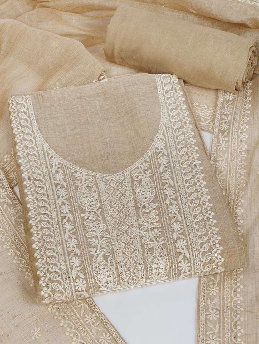 women solid with work embroidered unstitched suit set - 22187270 -  Standard Image - 1
