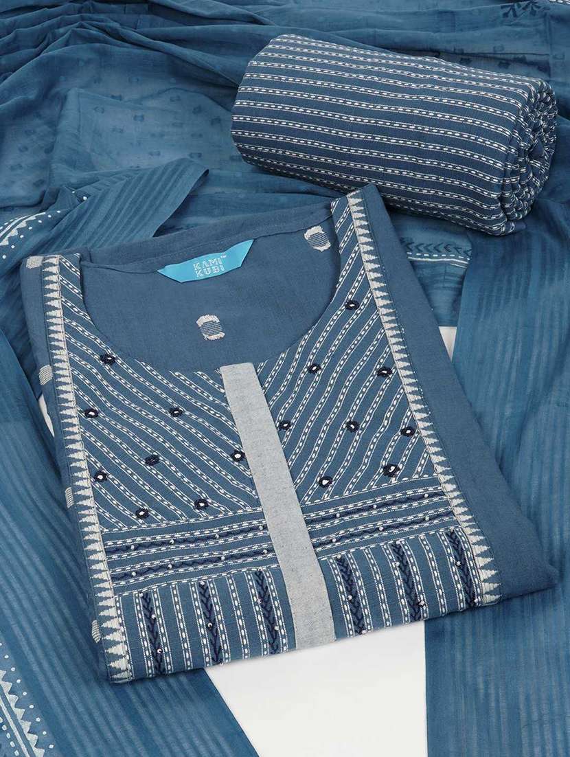 women solid with work embroidered unstitched suit set