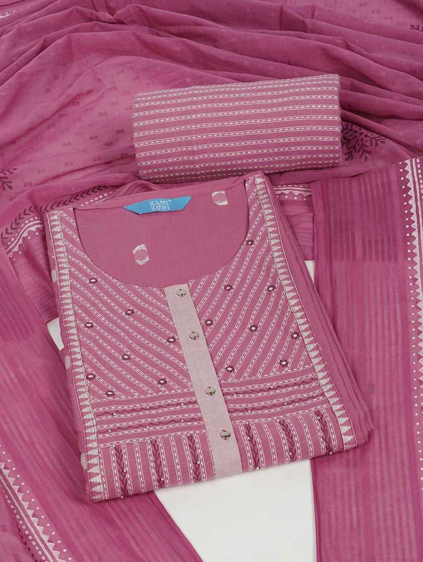 women solid with work embroidered unstitched suit set - 22187274 -  Standard Image - 1