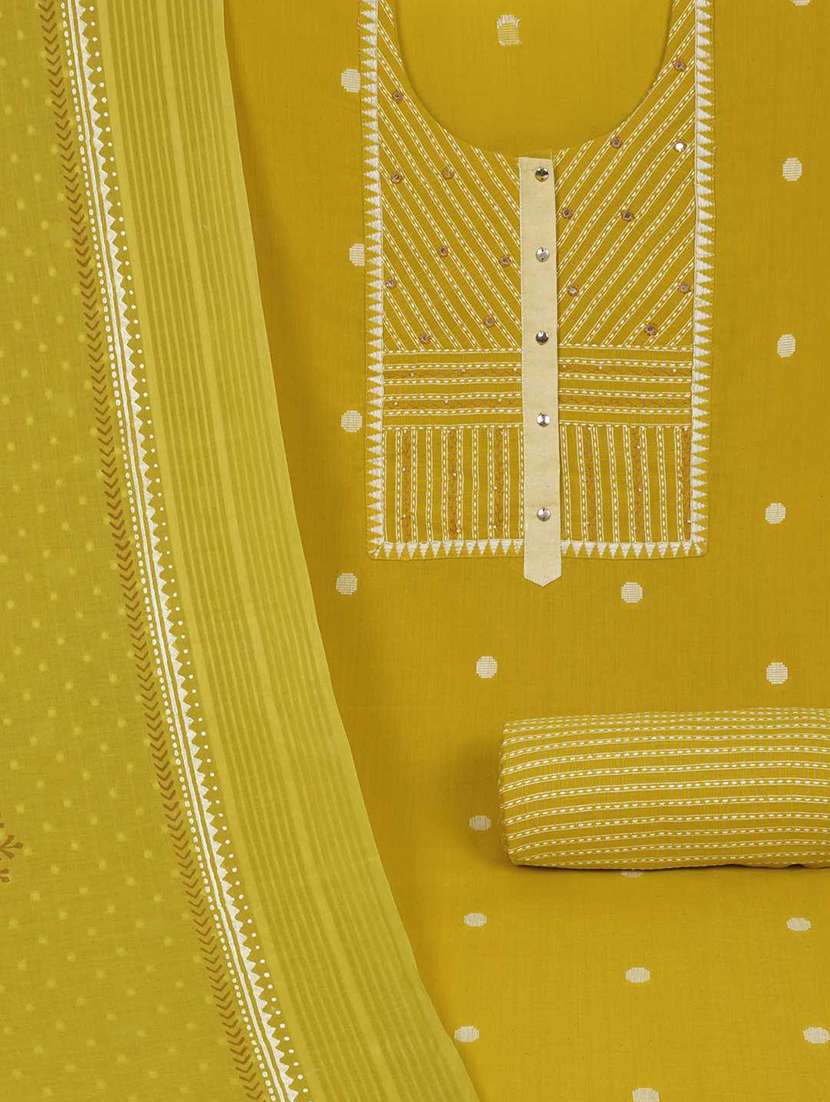 women solid with work embroidered unstitched suit set - 22187275 -  Standard Image - 4