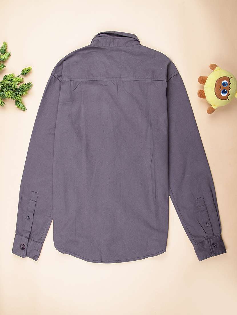 boys solid collared long sleeve shirt - 22187286 -  Standard Image - 1