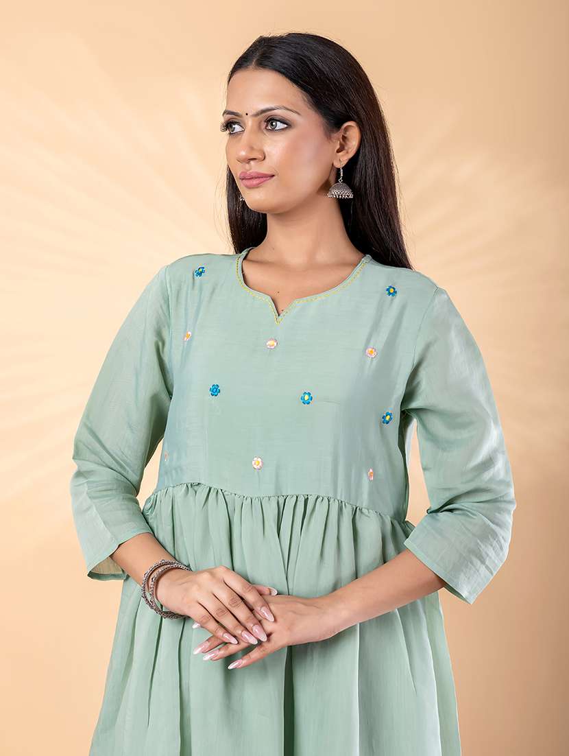women solid with work three quarter sleeve kurta pant with dupatta set - 22187422 -  Standard Image - 6