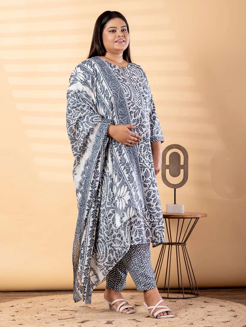 women plus size three quarter sleeve kurta pant with dupatta set - 22187524 -  Standard Image - 1