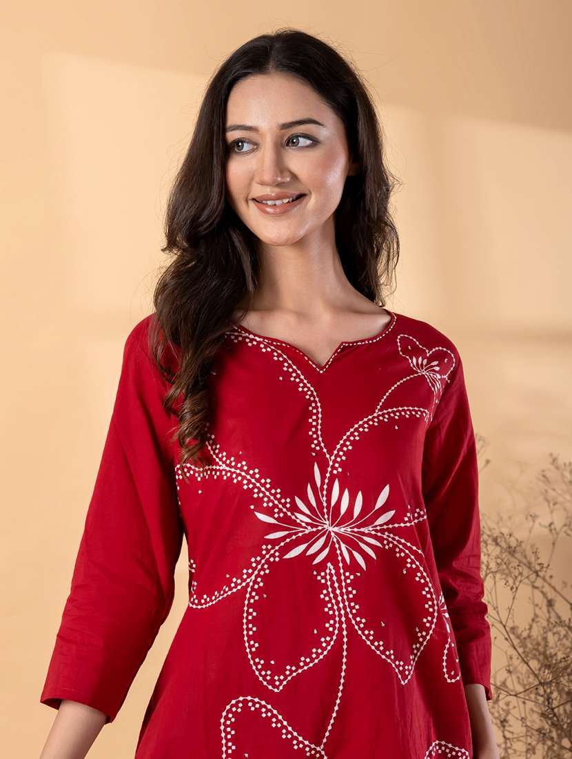 women printed three quarter sleeve kurta pant set  - 22187557 -  Standard Image - 4