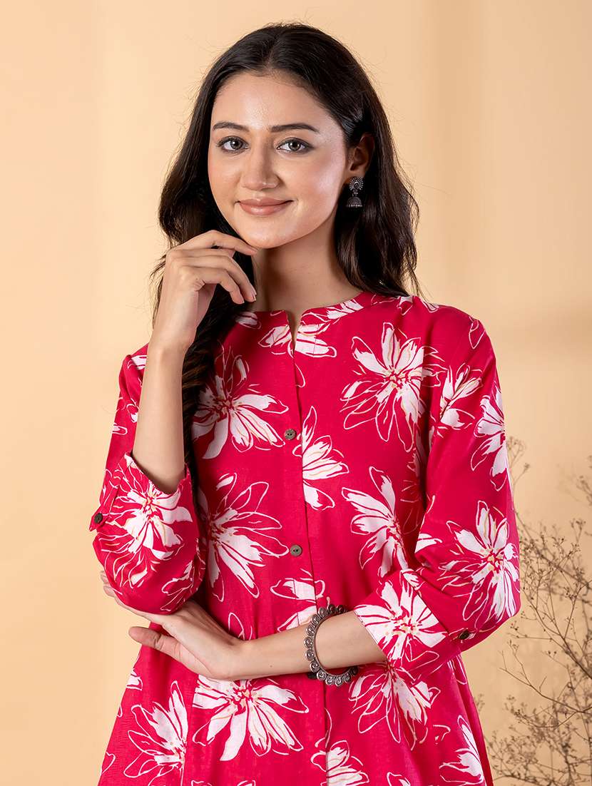 women floral three quarter sleeve kurta palazzo set - 22187565 -  Standard Image - 4