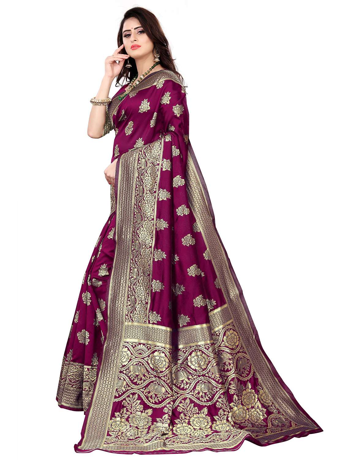 women self design kanjivaram saree with blouse - 22187585 -  Standard Image - 1