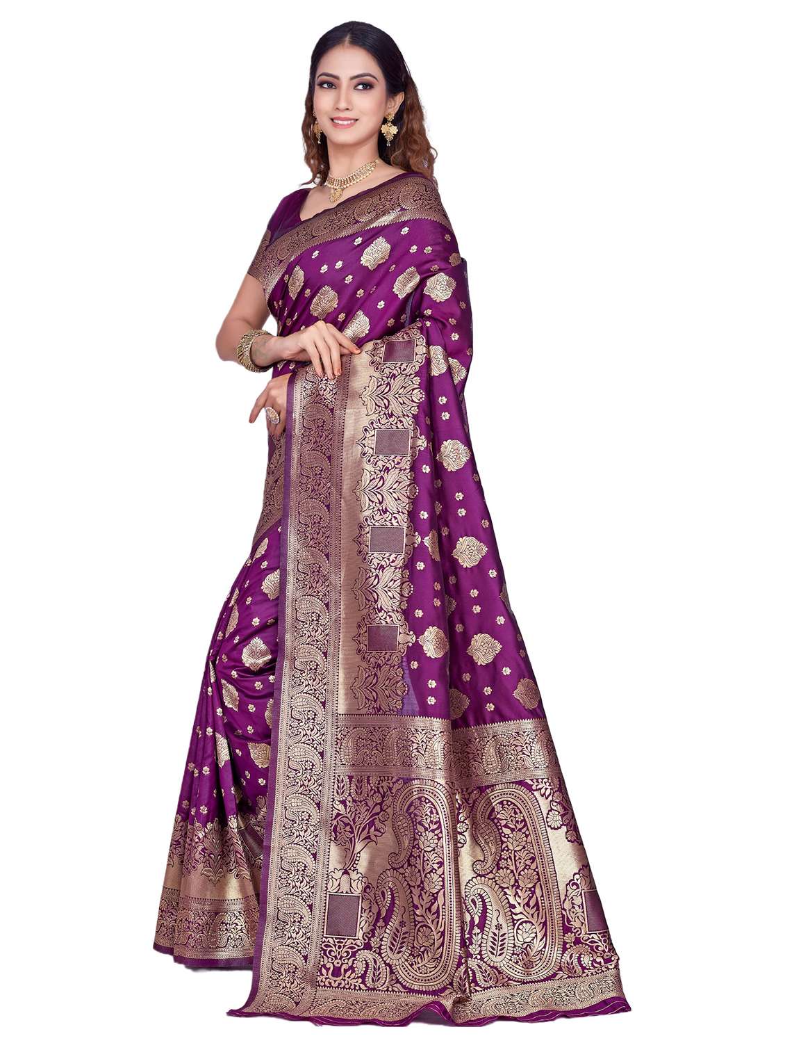 Women Self Design Kanjivaram Saree With Blouse - 22187590 -  Standard Image - 1