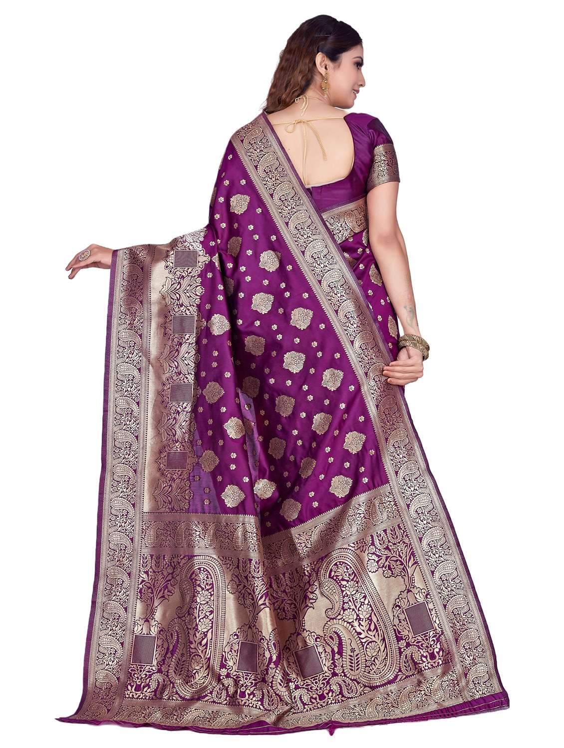 Women Self Design Kanjivaram Saree With Blouse - 22187590 -  Standard Image - 4
