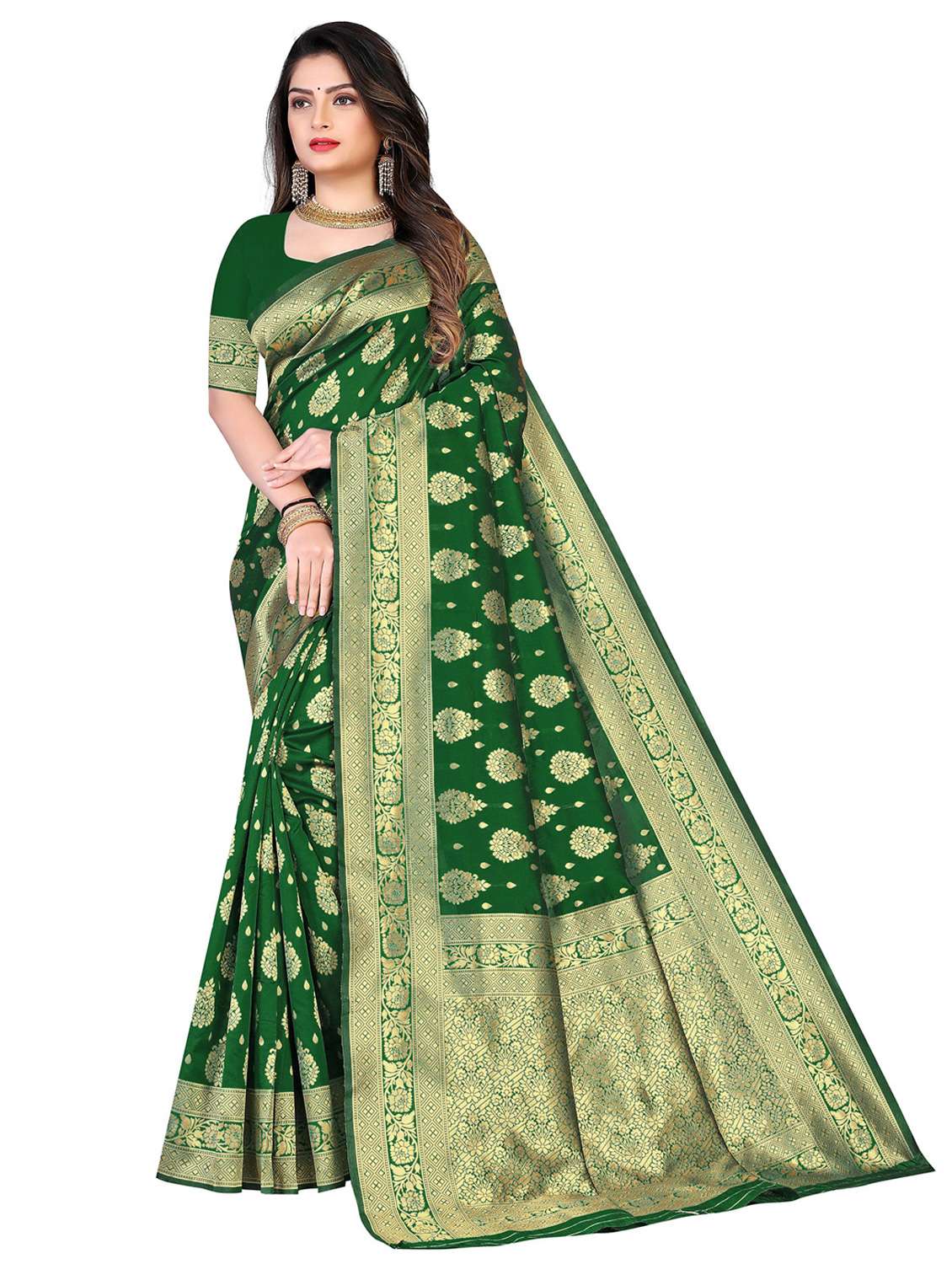 women self design kanjivaram saree with blouse