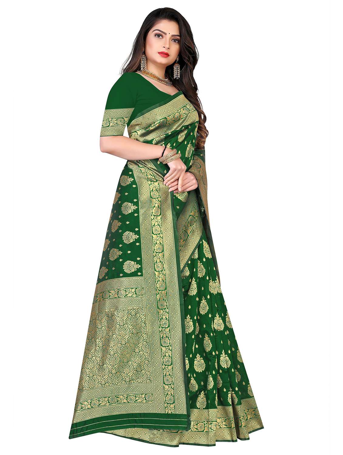 women self design kanjivaram saree with blouse - 22187593 -  Standard Image - 1