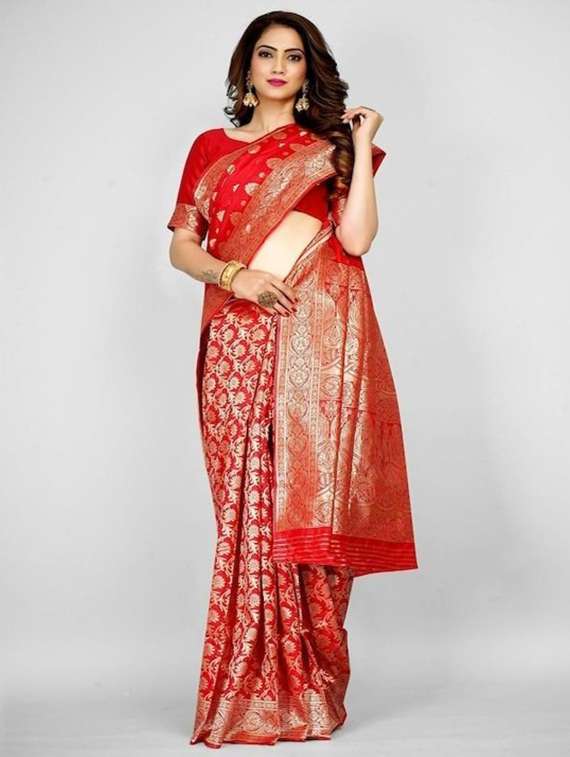 women self design kanjivaram saree with blouse - 22187594 -  Standard Image - 1