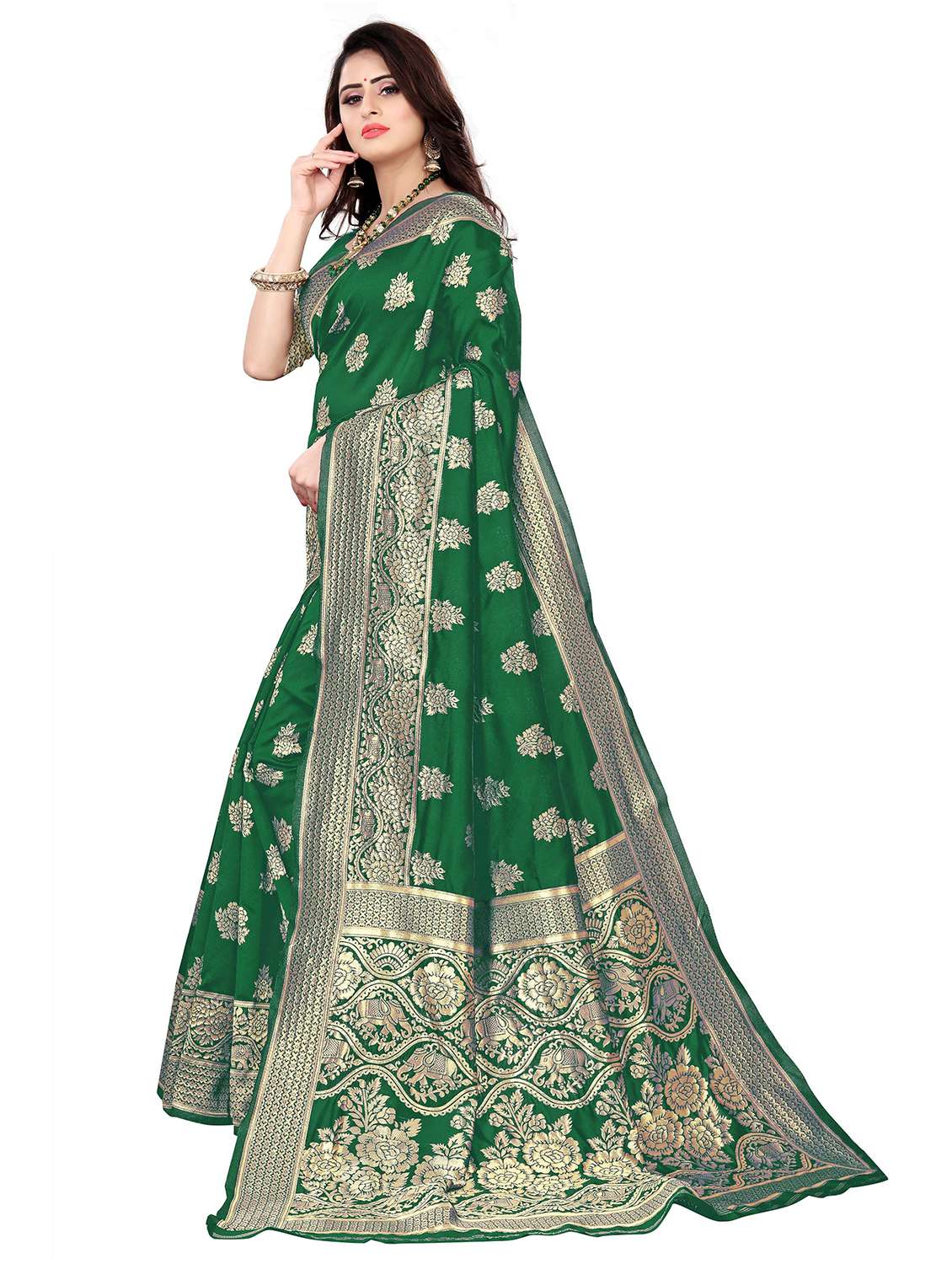 women self design kanjivaram saree with blouse - 22187595 -  Standard Image - 1