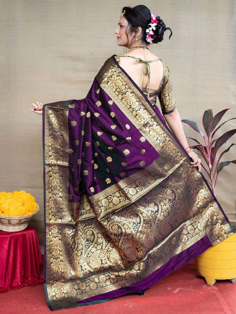 women self design kanjivaram saree with blouse - 22187600 -  Standard Image - 4