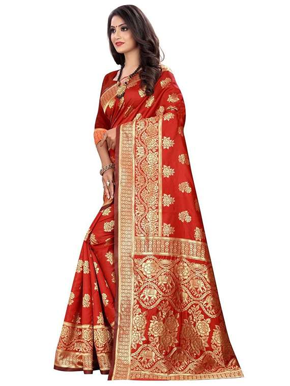 women self design kanjivaram saree with blouse - 22187605 -  Standard Image - 1