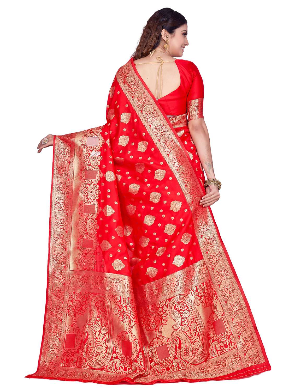 Women Self Design Kanjivaram Saree With Blouse - 22187606 -  Standard Image - 4