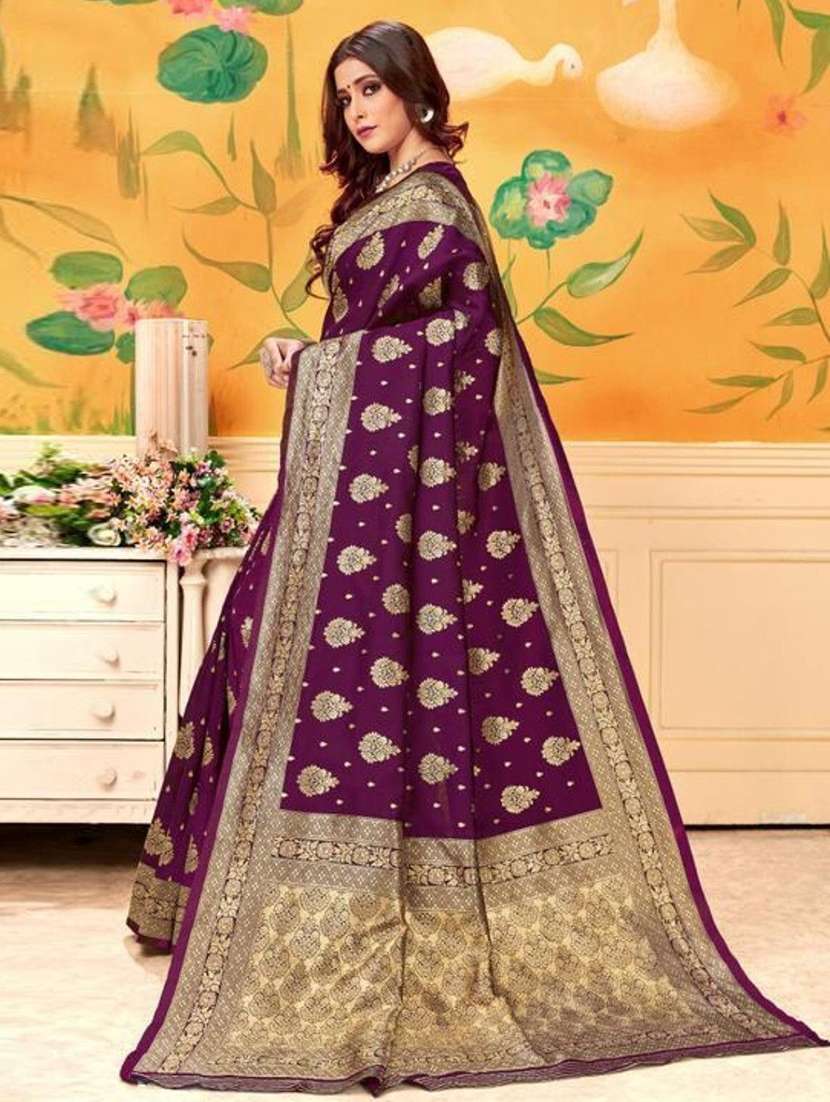 Women Self Design Kanjivaram Saree With Blouse - 22187610 -  Standard Image - 1