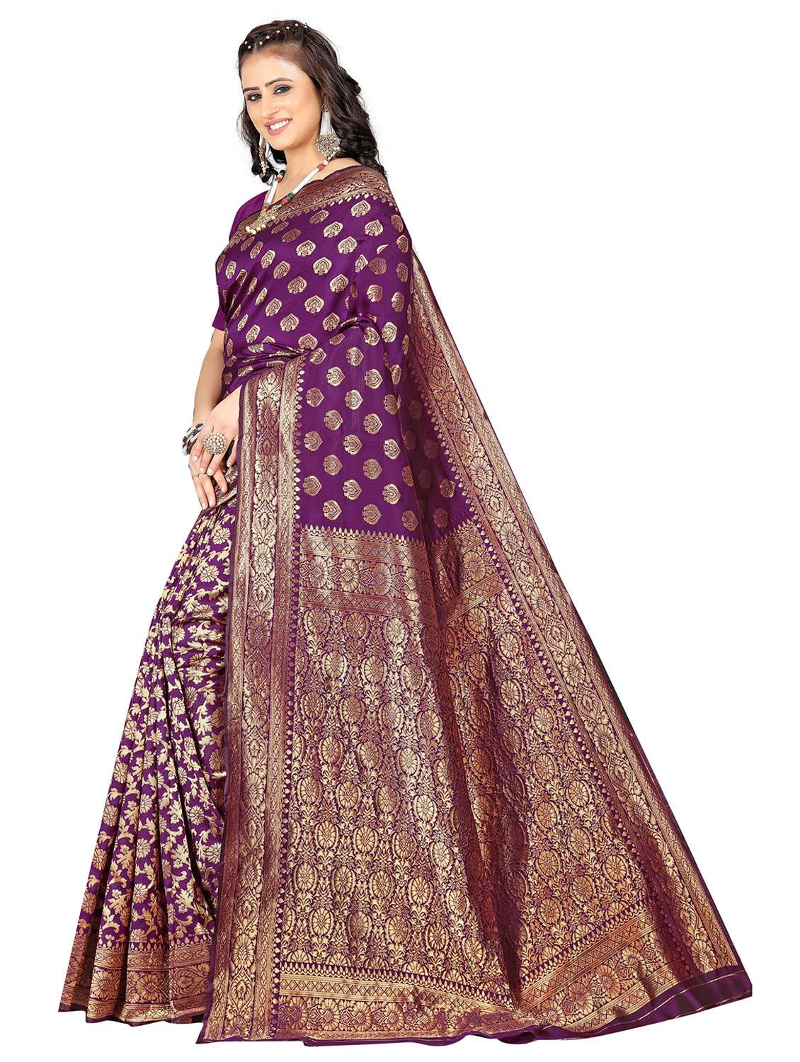 Women Self Design Kanjivaram Saree With Blouse - 22187623 -  Standard Image - 1