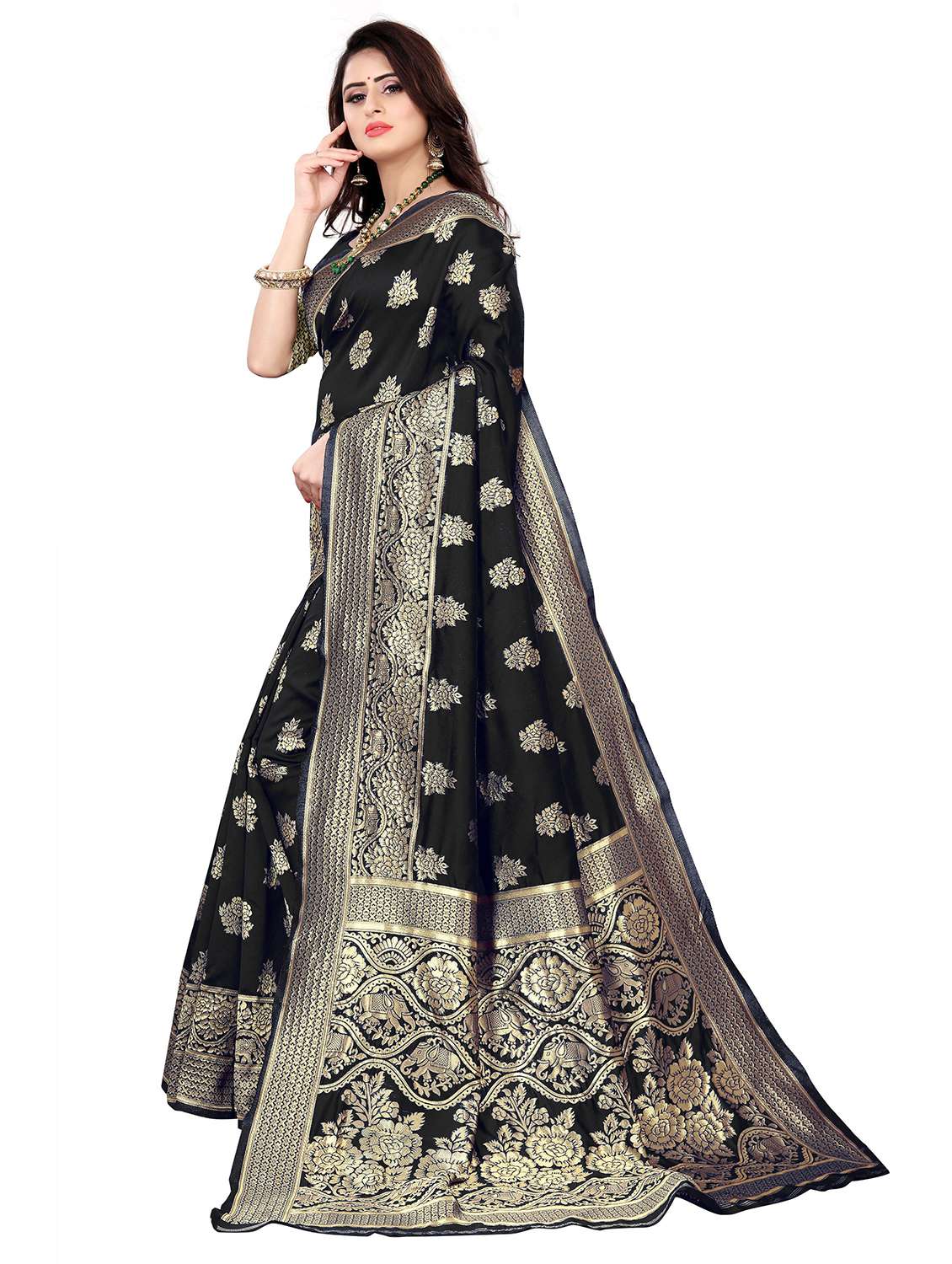 women self design kanjivaram saree with blouse - 22187625 -  Standard Image - 1