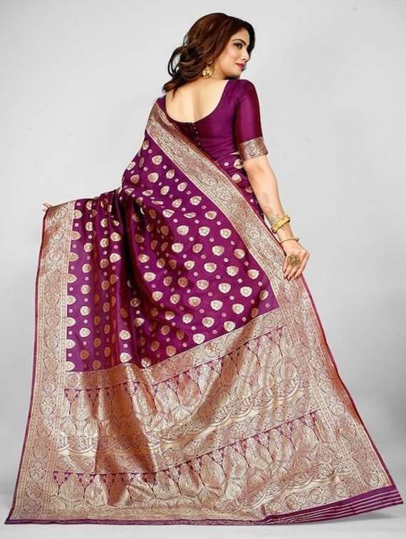 women self design kanjivaram saree with blouse - 22187628 -  Standard Image - 1