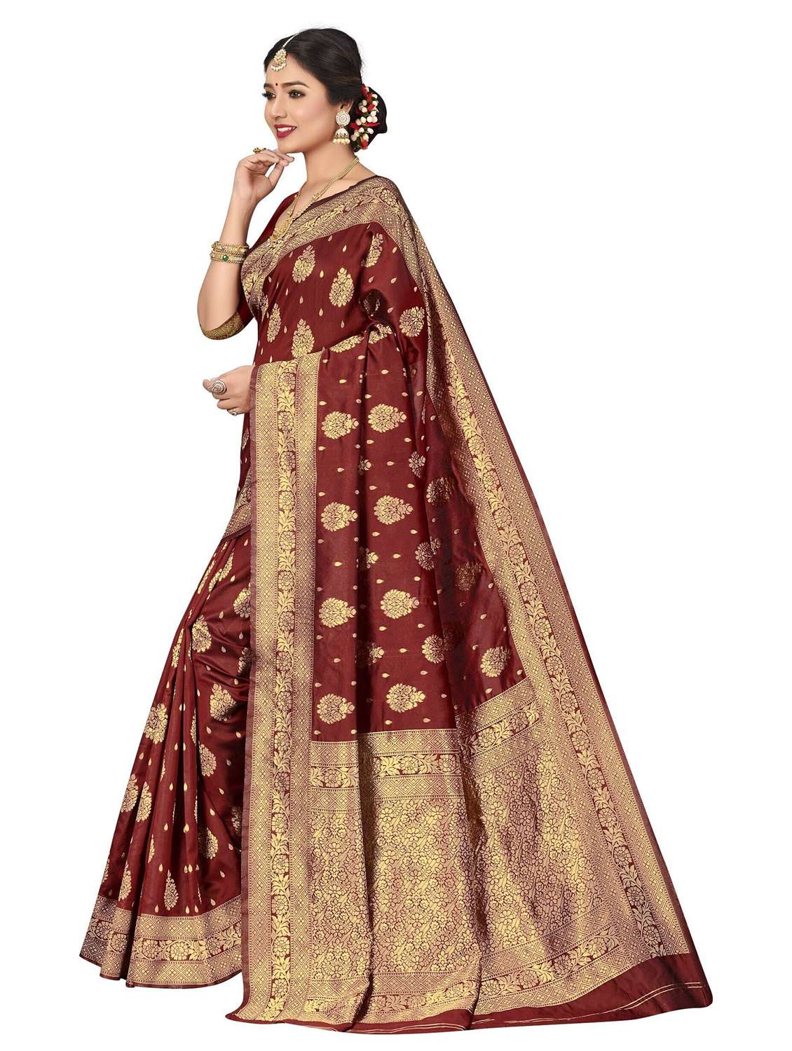 women self design kanjivaram saree with blouse - 22187629 -  Standard Image - 1