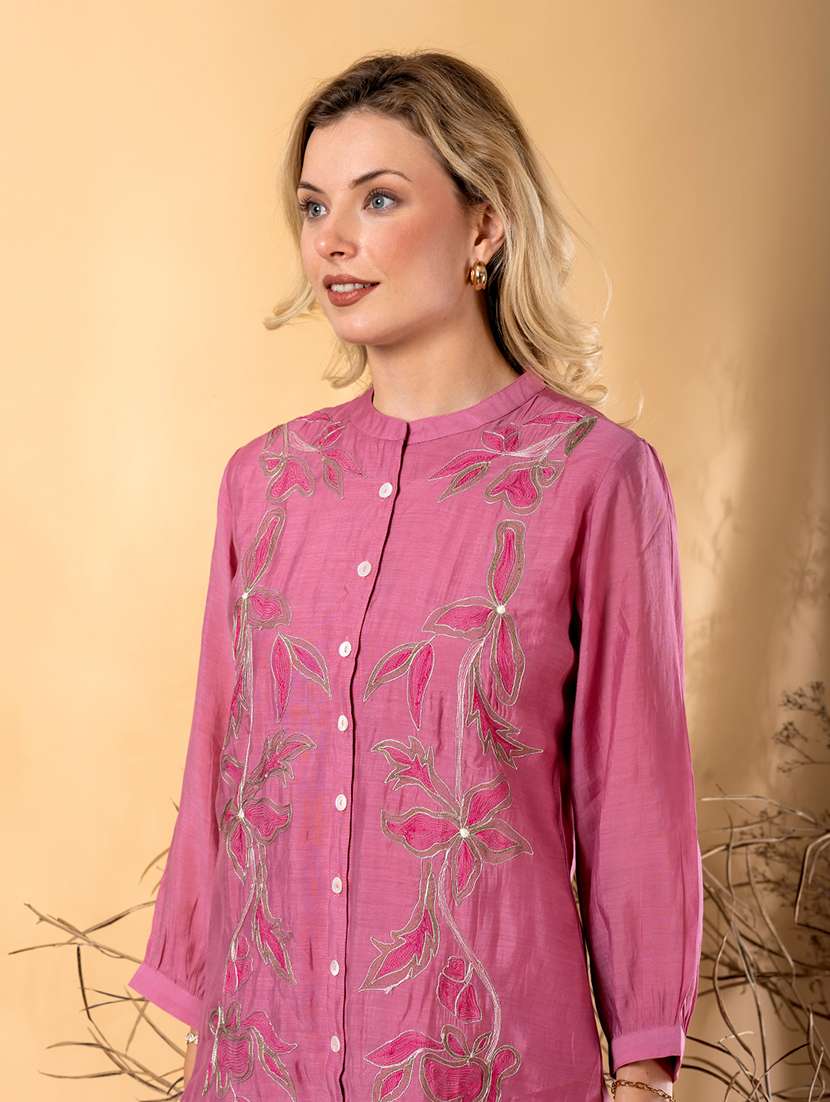 women solid with work long sleeve shirt & trouser co-ord set - 22187639 -  Standard Image - 4