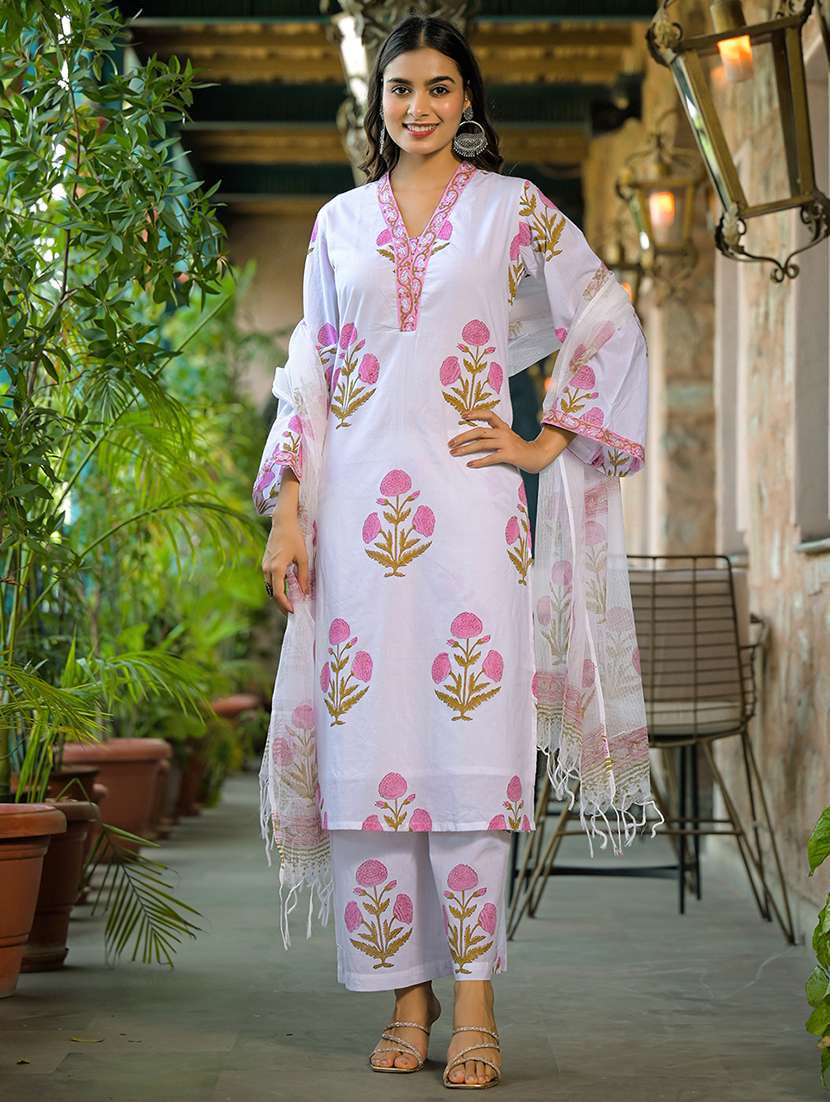 women floral long sleeve kurta pant with dupatta set - 22187660 -  Standard Image - 1