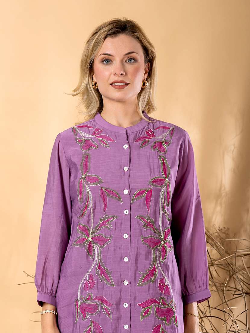 women solid with work long sleeve shirt & trouser co-ord set - 22187662 -  Standard Image - 4