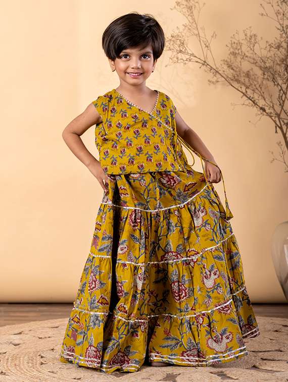 mustard cotton lehenga choli - 22187676 -  Standard Image - 1