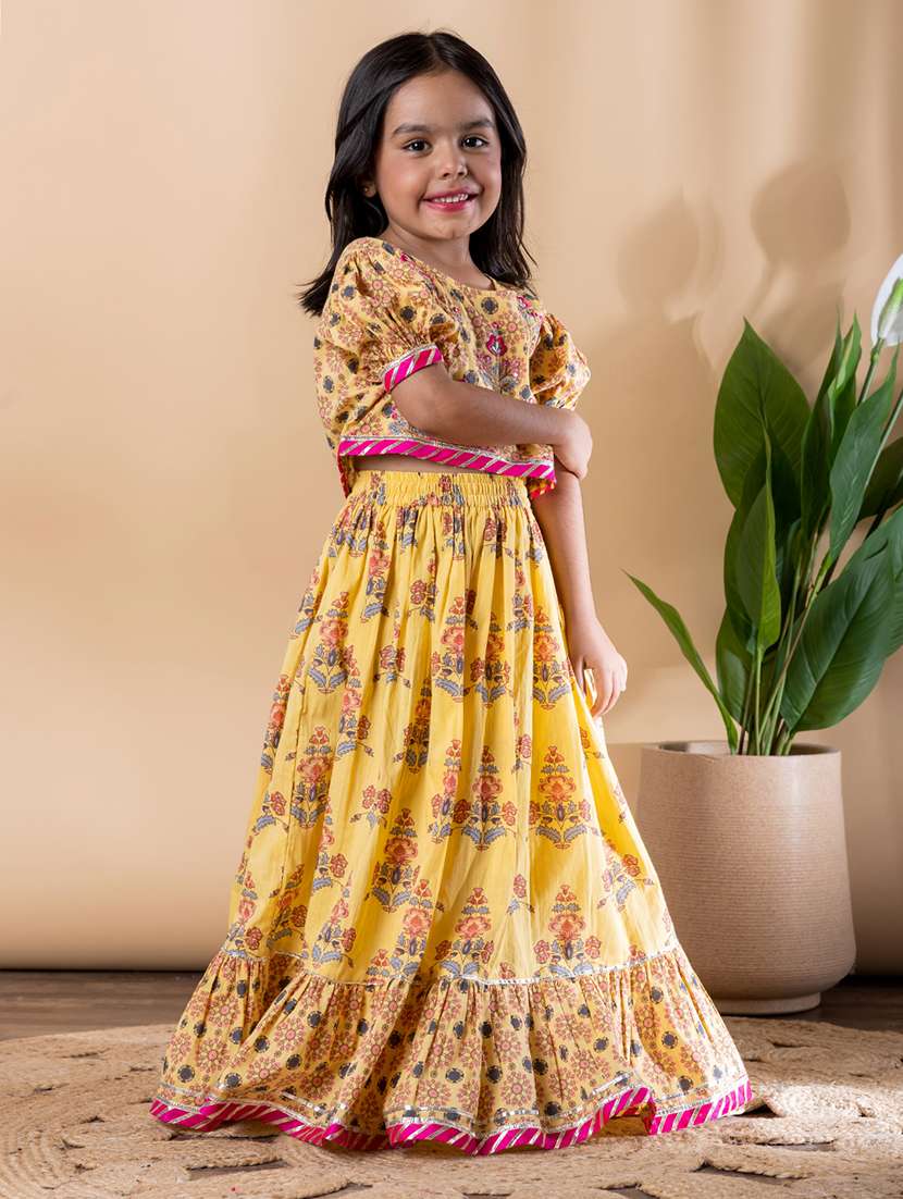 girls printed flared sleeve lehenga and choli set - 22187677 -  Standard Image - 1
