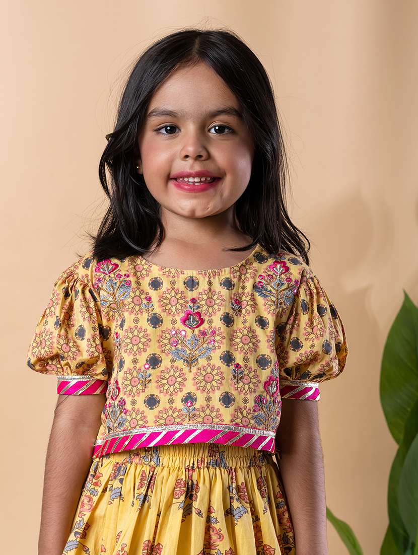 girls printed flared sleeve lehenga and choli set - 22187677 -  Standard Image - 4