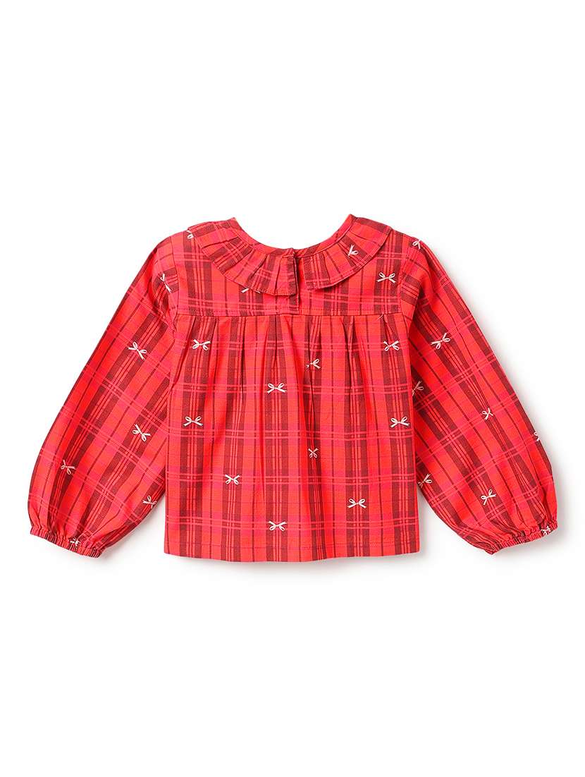 girls printed round neck puff sleeve top - 22187709 -  Standard Image - 1