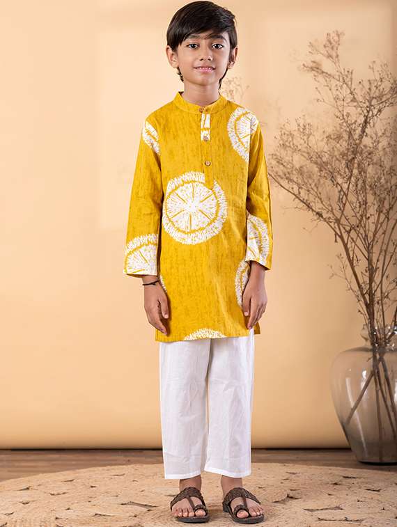 boys printed long sleeve kurta & pyjama set with jacket - 22187718 -  Standard Image - 1