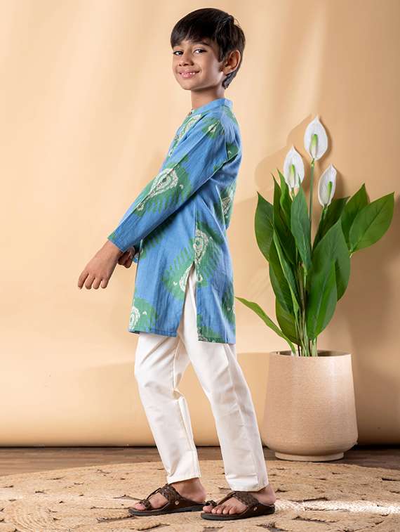 boys printed long sleeve kurta & pyjama set - 22187719 -  Standard Image - 1