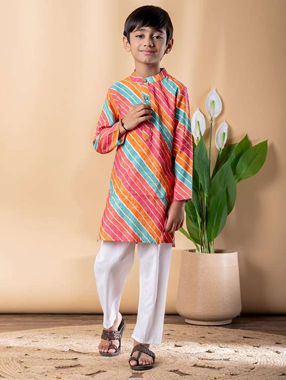 boys printed long sleeve kurta & pyjama set - 22187720 -  Standard Image - 1