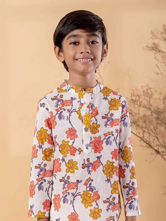 boys printed long sleeve kurta & pyjama set - 22187723 -  Standard Image - 4