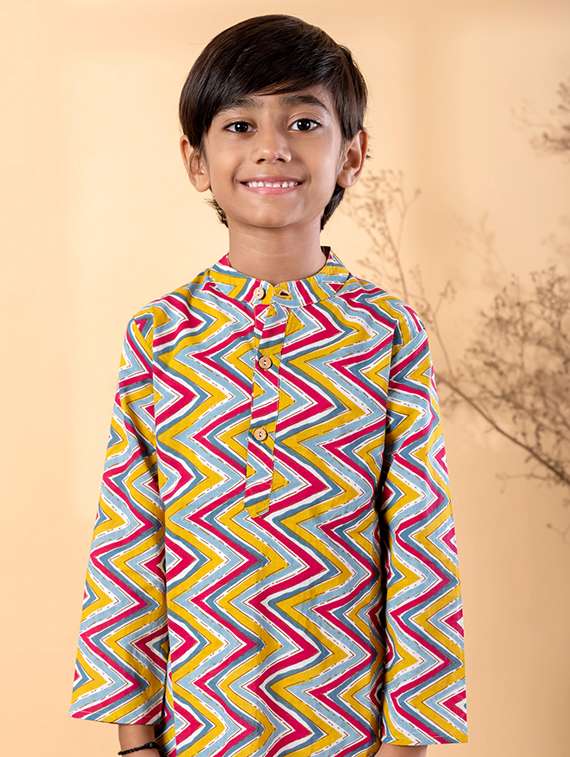 boys printed long sleeve kurta & pyjama set - 22187725 -  Standard Image - 4