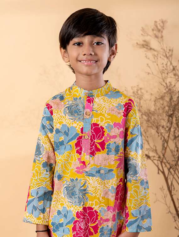 boys printed long sleeve kurta & pyjama set - 22187726 -  Standard Image - 4