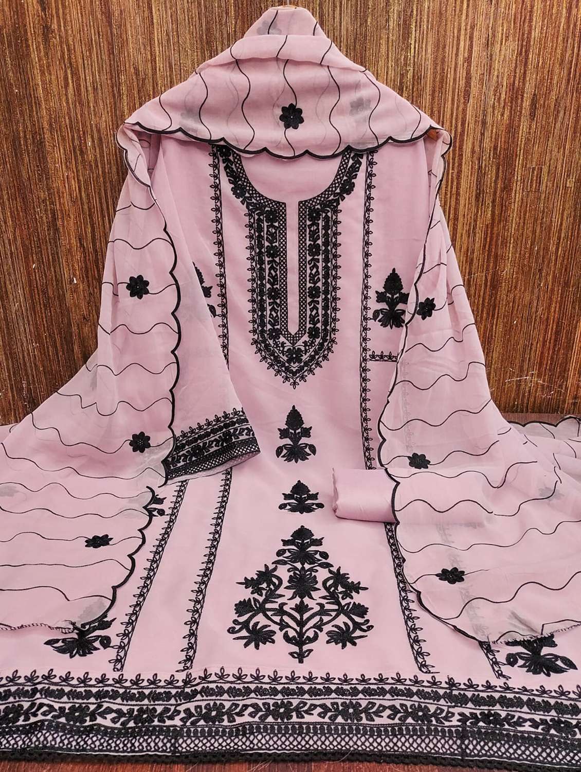 women solid with work embroidered unstitched suit set - 22187742 -  Standard Image - 1