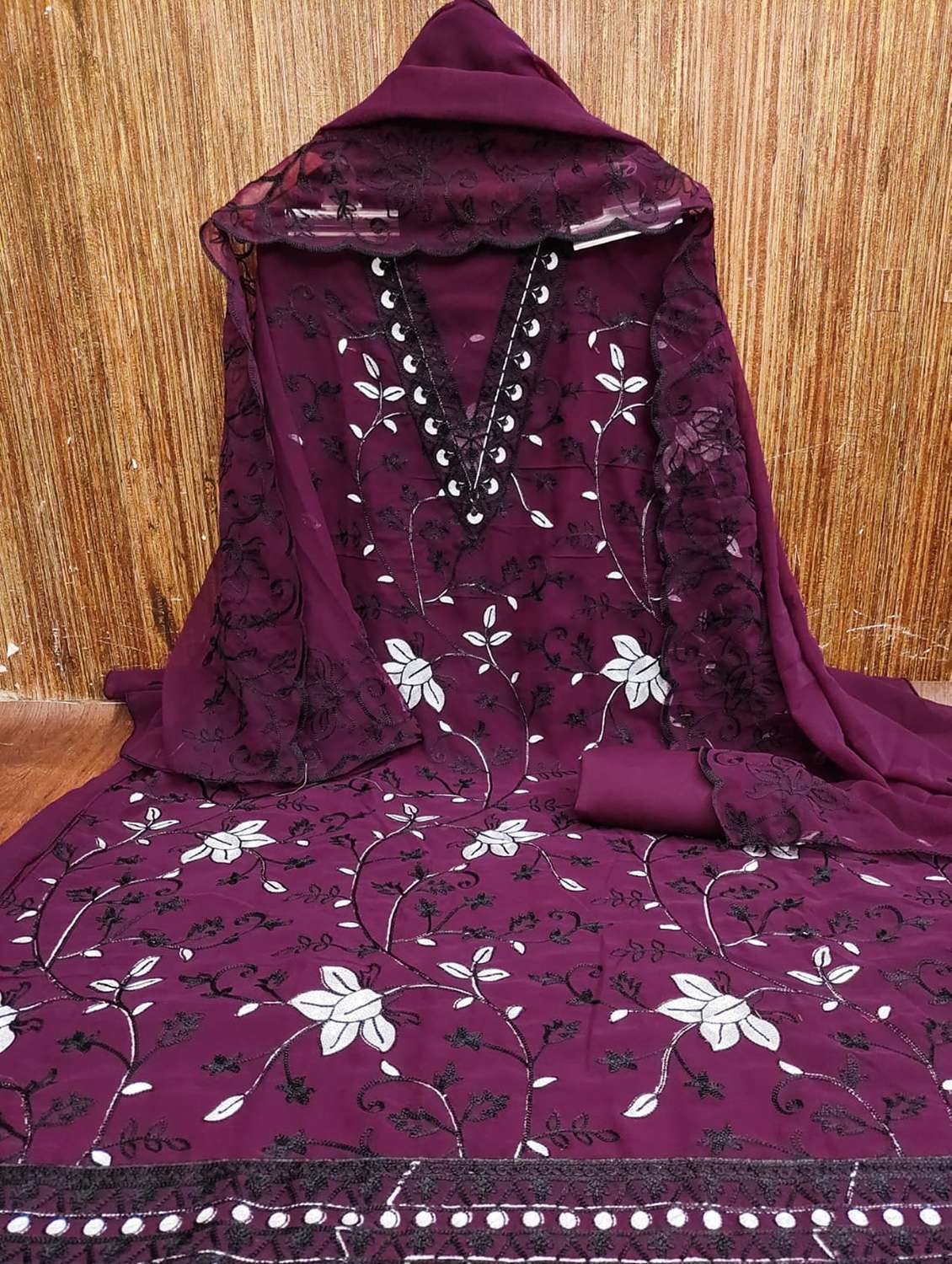 women solid with work embroidered unstitched suit set - 22187747 -  Standard Image - 1