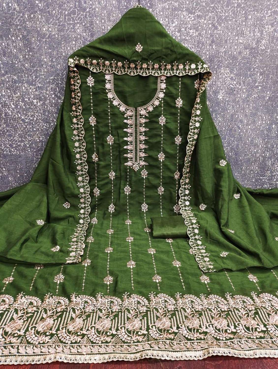 women solid with work embroidered unstitched suit set - 22187767 -  Standard Image - 1