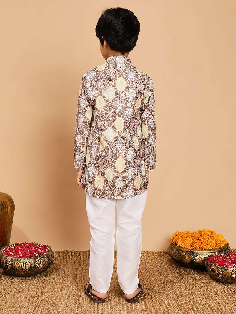 beige rayon kurta sets kurtas & set - 22187769 -  Standard Image - 4