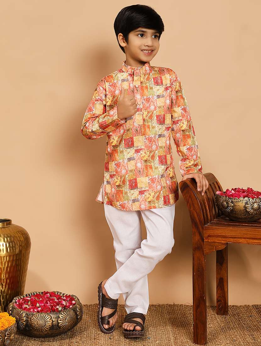 orange rayon kurta sets kurtas & set - 22187770 -  Standard Image - 1