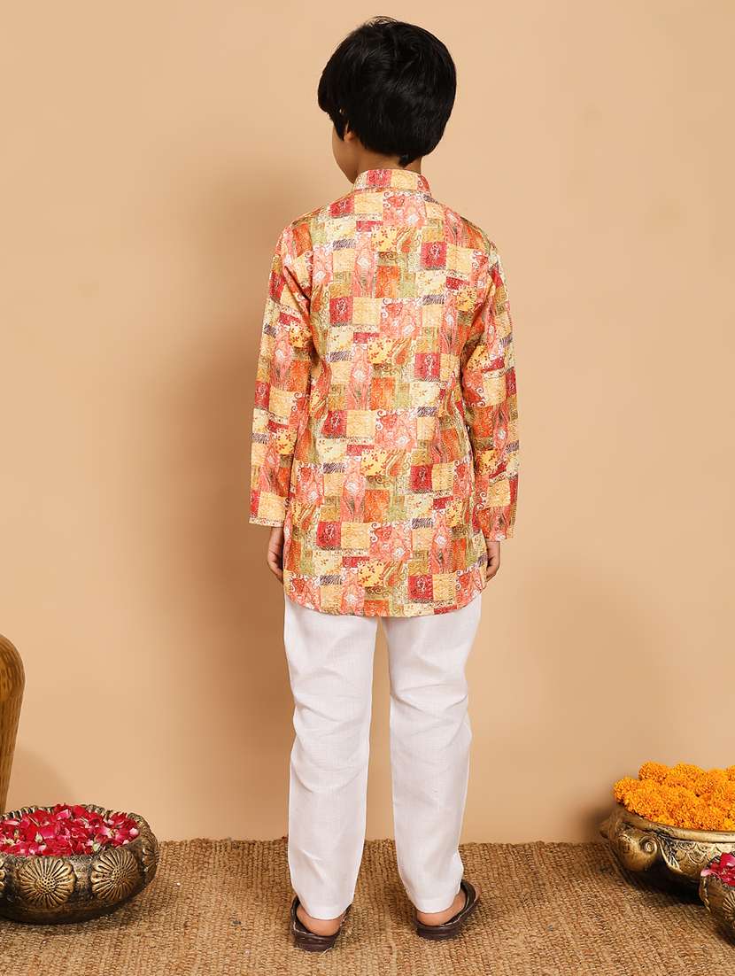 orange rayon kurta sets kurtas & set - 22187770 -  Standard Image - 4